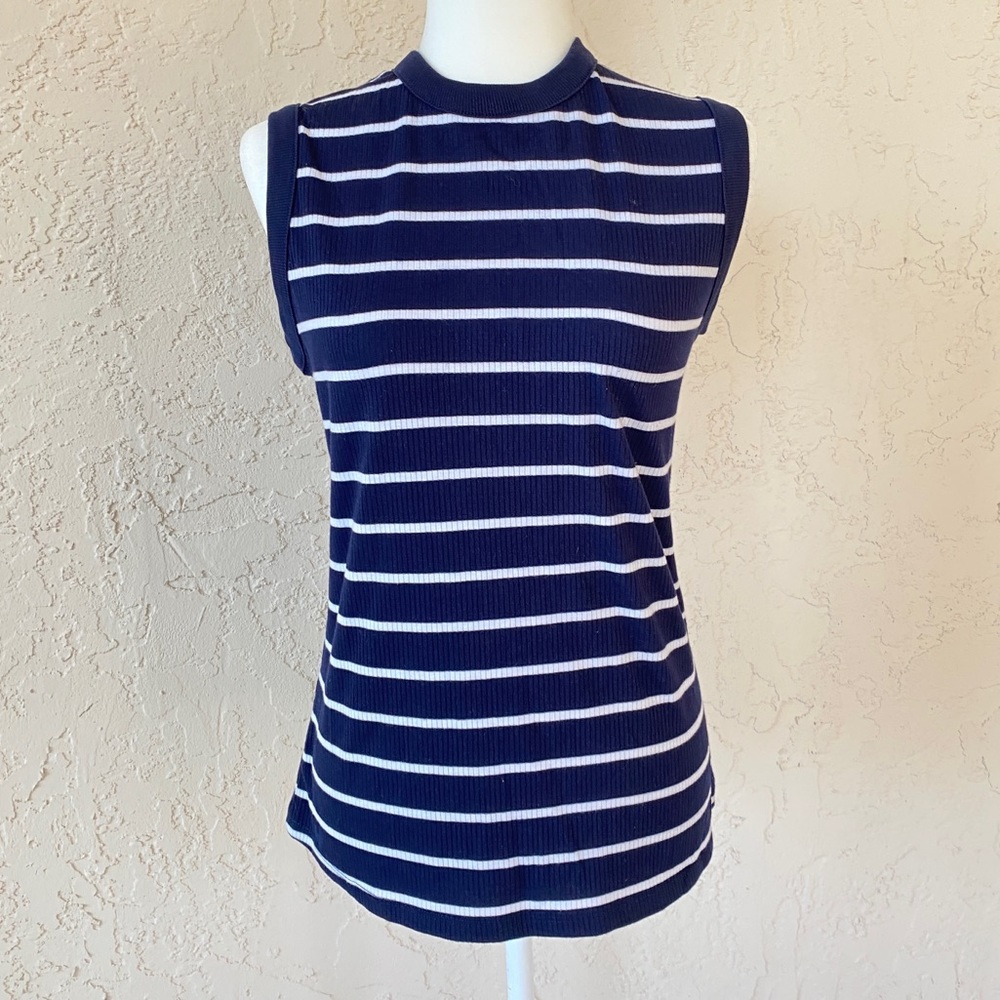 Navy and white striped tank
